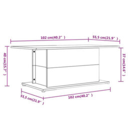 Berkfield Sturdy Coffee Table Grey Sonoma 102X55.5X40 Cm Engineered Wood - thumbnail 7