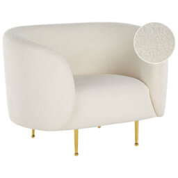 Beliani Minimalist Armchair Loen Boucle White - thumbnail 1
