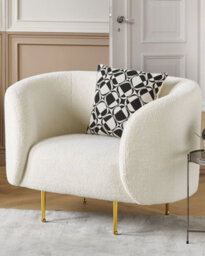 Beliani Minimalist Armchair Loen Boucle White - thumbnail 2