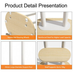 Aesome White Mobile Tv Floor Stand For 40-75 Inch Tvs, Height Adjustable With Hidden Wheels, Shelf, 60Kg Capacity - thumbnail 5