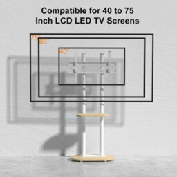 Aesome White Mobile Tv Floor Stand For 40-75 Inch Tvs, Height Adjustable With Hidden Wheels, Shelf, 60Kg Capacity - thumbnail 4