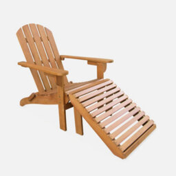 Sweeek - Foldable Wooden Retro Garden Deck Chair With Side Table Adirondack Salamanca Natural 69X139.2X90 Cm - thumbnail 2
