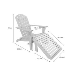 Sweeek - Foldable Wooden Retro Garden Deck Chair With Side Table Adirondack Salamanca Natural 69X139.2X90 Cm - thumbnail 7