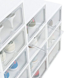Stackable Matte Plastic Shoe Boxes 33X23X14Cm Trainer Storage - thumbnail 3