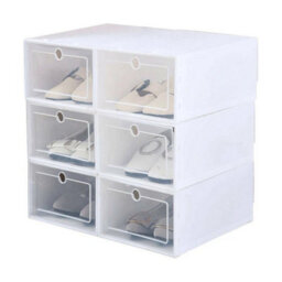 Stackable Matte Plastic Shoe Boxes 33X23X14Cm Trainer Storage - thumbnail 1
