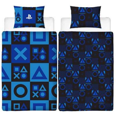 Playstation Checked Reversible Duvet Set Blue (Single) - image 1