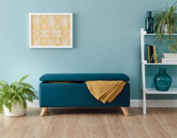 Gfw Secreto Fabric Storage Ottoman Bench Teal