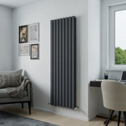 Agadon Lola Duplex Vertical Designer Panel Radiator 1800 X 600 mm Textured Anthracite - thumbnail 1