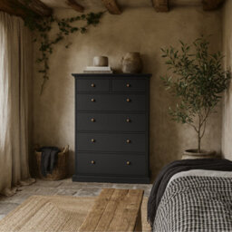 Wyld Haus Osaka Farmhouse Tall Chest Of Drawers Dark Grey 6-Drawer Soft-Close - thumbnail 1