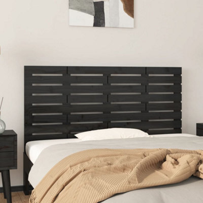 Berkfield Wall Headboard Black 146X3X63 Cm Solid Wood Pine - image 1