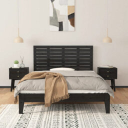 Berkfield Wall Headboard Black 146X3X63 Cm Solid Wood Pine - thumbnail 3