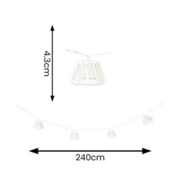 Valuelights 10 X Battery Operated Outdoor White Rope Wicker Basket Garden String Lights - thumbnail 4