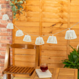 Valuelights 10 X Battery Operated Outdoor White Rope Wicker Basket Garden String Lights - thumbnail 3