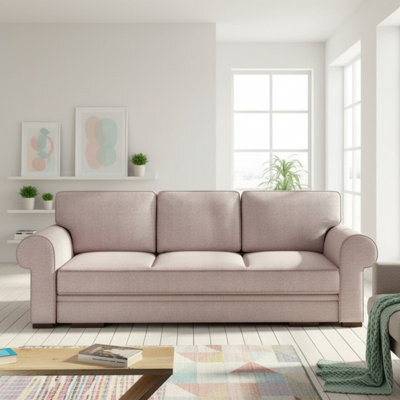 Bukiet Modern Upholstered Sofa Bed With Storage Polyurethane Foam Wavy Springs 256X103X95Cm Pink - image 1