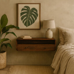 Wyld Haus Peschiera Floating Chestnut Mango Wood Console With 2 Drawers - thumbnail 1
