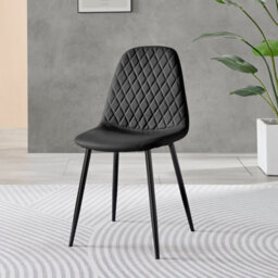 Furniturebox Set Of 2 Dining Chairs - Corona Modern Dining Chairs - Black Faux Leather Black Leg Dining Chairs - Kitchen Dining Room Chairs - thumbnail 4