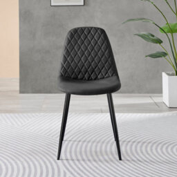 Furniturebox Set Of 2 Dining Chairs - Corona Modern Dining Chairs - Black Faux Leather Black Leg Dining Chairs - Kitchen Dining Room Chairs - thumbnail 5
