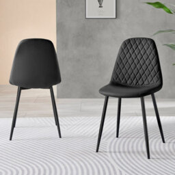 Furniturebox Set Of 2 Dining Chairs - Corona Modern Dining Chairs - Black Faux Leather Black Leg Dining Chairs - Kitchen Dining Room Chairs - thumbnail 3
