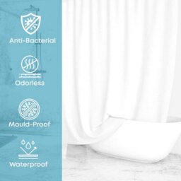 White Polyester Shower Curtain 200 X 200 Cm - thumbnail 4