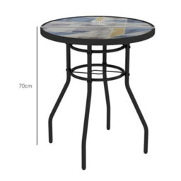 Wyld Haus Bahavi 60Cm Multicolour Tempered Glass Top Round Bistro Table - Powder-Coated Steel Frame - thumbnail 4