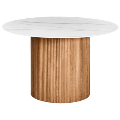 Beliani Dining Table Albina White Marble 120 Cm 120 Cm - image 1