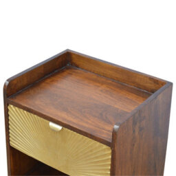 Wyld Haus Merano Gold Drawer Bedside Table With Chestnut Finish And Brass-Plated Drawer - thumbnail 7