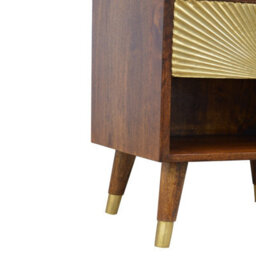 Wyld Haus Merano Gold Drawer Bedside Table With Chestnut Finish And Brass-Plated Drawer - thumbnail 6