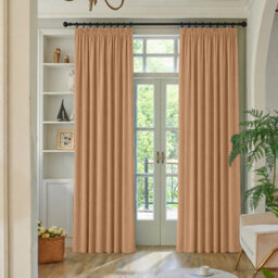 Oxford Homeware Plain Beige 230Gsm Blackout Curtain Thermal Insulated Pencil Pleat Ready Made Curtain Pair (W)168Cmx(L)183Cm - thumbnail 7
