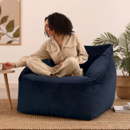 icon Natalia Velvet Adults Bean Bag Armchair, Ready Filled Large Beanbag Midnight Blue - thumbnail 2