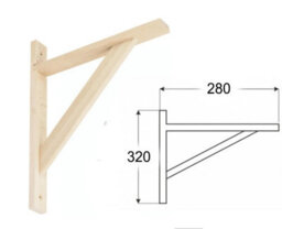 Single Handcrafted Wooden Shelf Bracket - Rustic Wall-Mounted Support For Floating Shelves - Heavy-Duty And Stylish 280X320mm - thumbnail 2