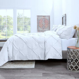 TheWhiteWater Limited Pintuck Duvet Cover Set + Matching Pillowcases, Hand Stitches Quilt Bedding Set - White - thumbnail 6