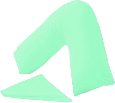 Homes & Linen Orthopaedic V-Shaped Pillow Extra Cushioning Support For Head, Neck & Back (Mint Green, V-Pillow With Cover)
