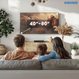 DIEMER Tv Wall Bracket For 40-80 Inch Tvs, Heavy-Duty Swivel & Tilt Tv Mount With Dual Arms, Holds Up To 50Kg, Max Vesa: 600X400 - thumbnail 2