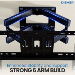 DIEMER Tv Wall Bracket For 40-80 Inch Tvs, Heavy-Duty Swivel & Tilt Tv Mount With Dual Arms, Holds Up To 50Kg, Max Vesa: 600X400 - thumbnail 7