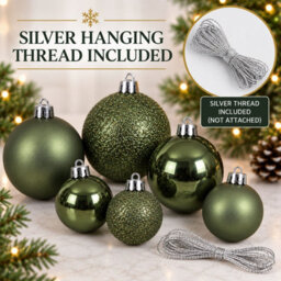 Decoris 60 Rosemary Green Baubles Shatterproof Christmas Tree Hanging Decor - thumbnail 6