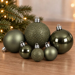 Decoris 60 Rosemary Green Baubles Shatterproof Christmas Tree Hanging Decor - thumbnail 5