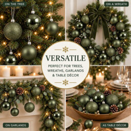 Decoris 60 Rosemary Green Baubles Shatterproof Christmas Tree Hanging Decor - thumbnail 8