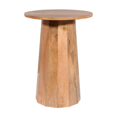 Elm Home And Products Elm Home And Garden Round Side End Lamp Table Light Oak Finish Solid Mango Wood Fully Assembled 60Cm High X 45Cm Wide X 45Cm Deep