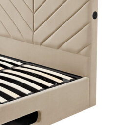Koble Chevron Tv Double Bed Cream With Side Opening Ottoman - thumbnail 7