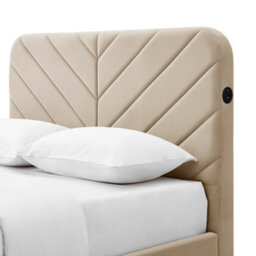 Koble Chevron Tv Double Bed Cream With Side Opening Ottoman - thumbnail 6