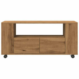 Berkfield Durable Tv Cabinet With Wheels Artisan Oak 102X34.5X43 Cm Engineered Wood - thumbnail 4