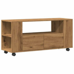 Berkfield Durable Tv Cabinet With Wheels Artisan Oak 102X34.5X43 Cm Engineered Wood - thumbnail 1
