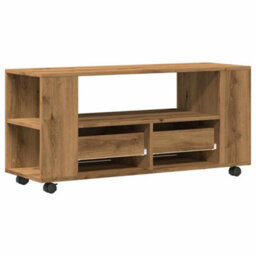 Berkfield Durable Tv Cabinet With Wheels Artisan Oak 102X34.5X43 Cm Engineered Wood - thumbnail 7
