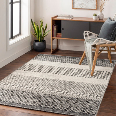 Livabliss Mardin-Hand Woven Black Beige Wool Global Living Dining Bedroom Rug 152 X 228 Cm Easy Care, Non Shedding - image 1