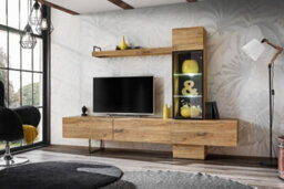 Arte Rise Tv Entertainment Unit: Versatile Storage Solution - W2400mm X H1700mm X D400mm In Oak Flagstaff