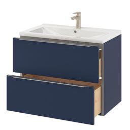 GoodHome Imandra Matt Blue Wall-Mounted Bathroom Cabinet (H) 600mm (W) 800mm - thumbnail 4