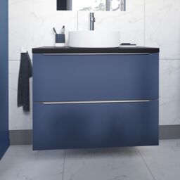 GoodHome Imandra Matt Blue Wall-Mounted Bathroom Cabinet (H) 600mm (W) 800mm - thumbnail 5