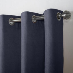 Luxury Living Velvet Chenille Eyelet Curtains Ready Made Pair Navy - thumbnail 9