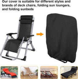 Set Of 2 Folding Sun Lounger Covers (Black, 97 X 34 110 Cm) Garden - thumbnail 2