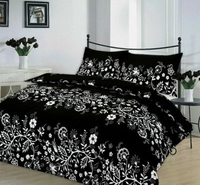 Homes & Linen Charlotte Floral Printed Duvet Quilt Cover Poly Cotton Bedding Set All Sizes